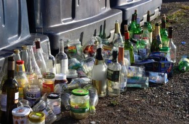 déchets de verre provenant d’un restaurant